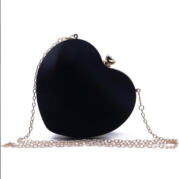 Handbags - Heart Shape Evening Bag Purse Velvet Party Mini Handbag Clutch Chain Valentine’s